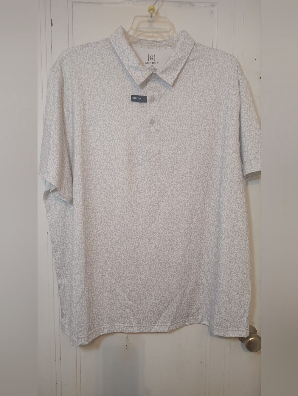 George Men's Size 3XL Relaxed Fit Short Sleeve Stretch Polo Shirt NWT Vivid Whit